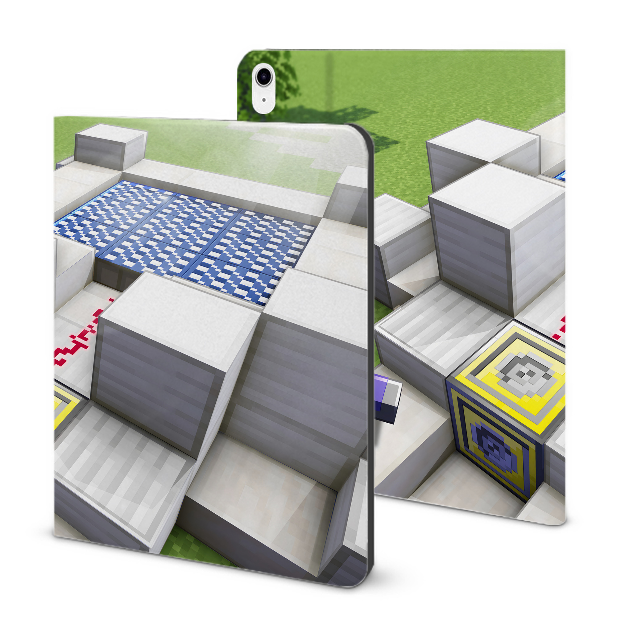 （画像用） マインクラフト ブロックの世界 Minecraft MC Block world IPad ケース ブック型 PUレザー TPU 耐衝撃 軽量 薄型 ペン収納なし 全面保護 IPad 各モデル対応